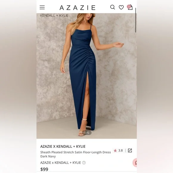 Azazie | Dresses | Azazie Dark Navy Satin Bridesmaid Dress Kendall X Kylie  Collection | Poshmark